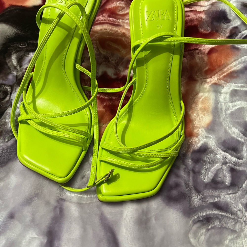 Zara Bright Green Strappy Heels